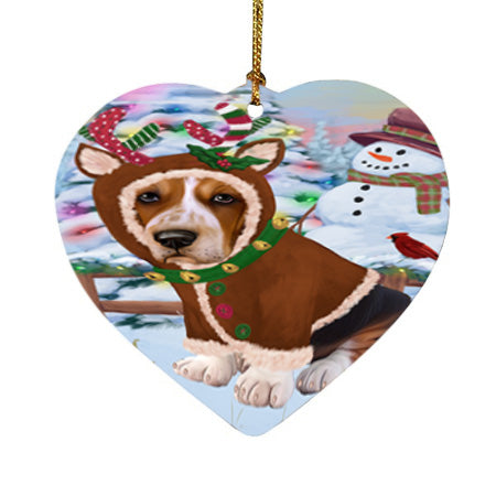 Christmas Gingerbread House Candyfest Basset Hound Dog Heart Christmas Ornament HPOR56519