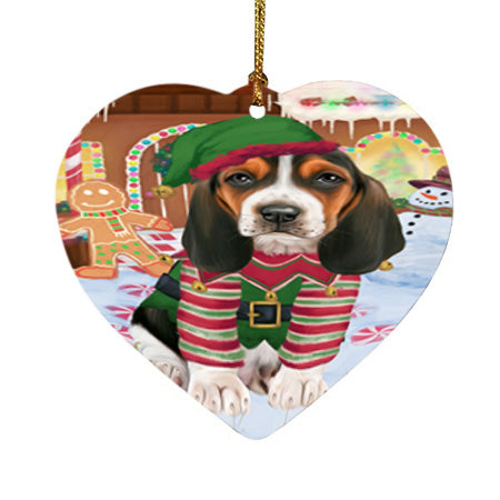 Christmas Gingerbread House Candyfest Basset Hound Dog Heart Christmas Ornament HPOR56520