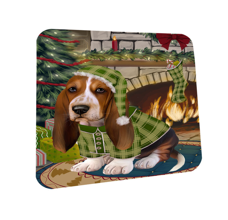 The Stocking was Hung Basset Hound Dog Coasters Set of 4 CST55149