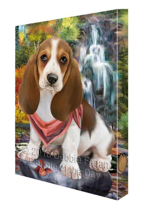 Scenic Waterfall Basset Hound Dog Canvas Print Wall Art Décor CVS83600