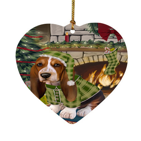 The Stocking was Hung Basset Hound Dog Heart Christmas Ornament HPOR55547