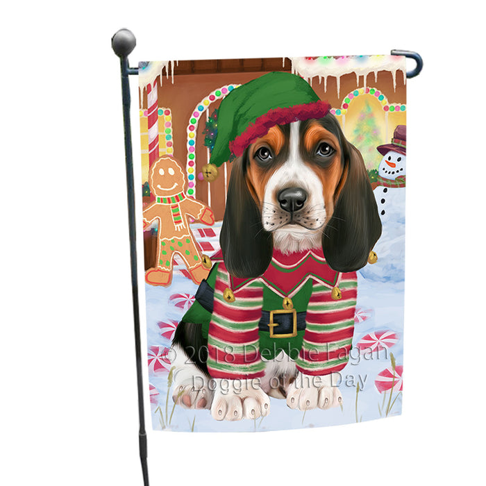 Christmas Gingerbread House Candyfest Basset Hound Dog Garden Flag GFLG56712