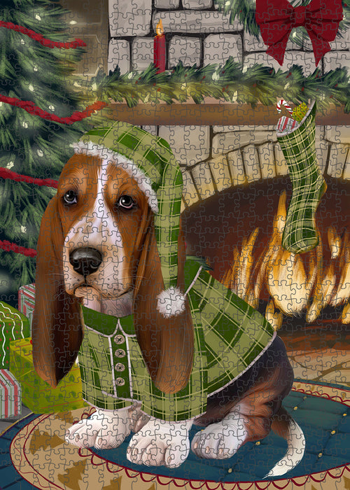 The Stocking was Hung Basset Hound Dog Puzzle with Photo Tin PUZL88968