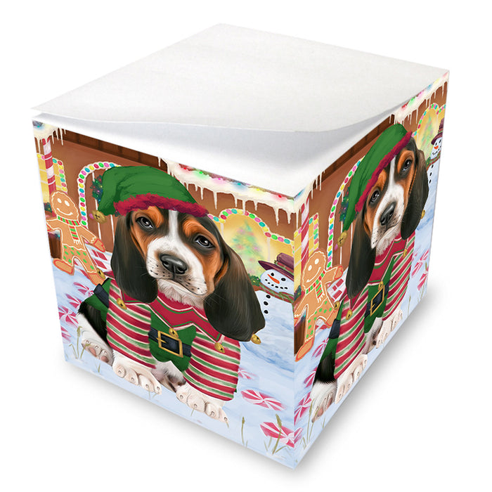 Christmas Gingerbread House Candyfest Basset Hound Dog Note Cube NOC54236