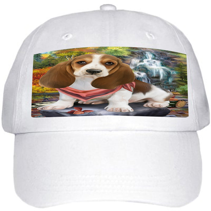 Scenic Waterfall Basset Hound Dog Ball Hat Cap HAT59178