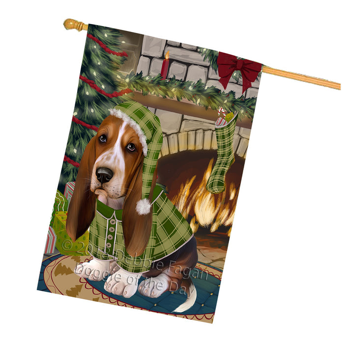 The Stocking was Hung Basset Hound Dog House Flag FLG55620