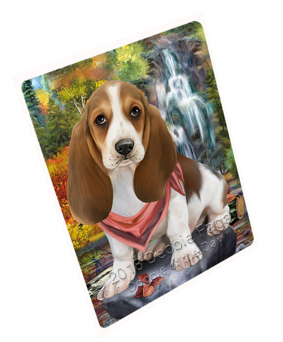 Scenic Waterfall Basset Hound Dog Large Refrigerator / Dishwasher Magnet RMAG71388