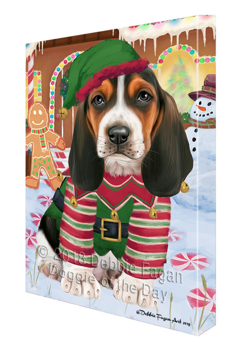 Christmas Gingerbread House Candyfest Basset Hound Dog Canvas Print Wall Art Décor CVS127700