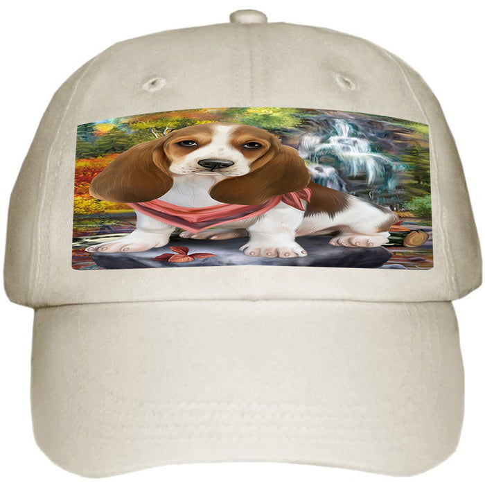 Scenic Waterfall Basset Hound Dog Ball Hat Cap HAT59178