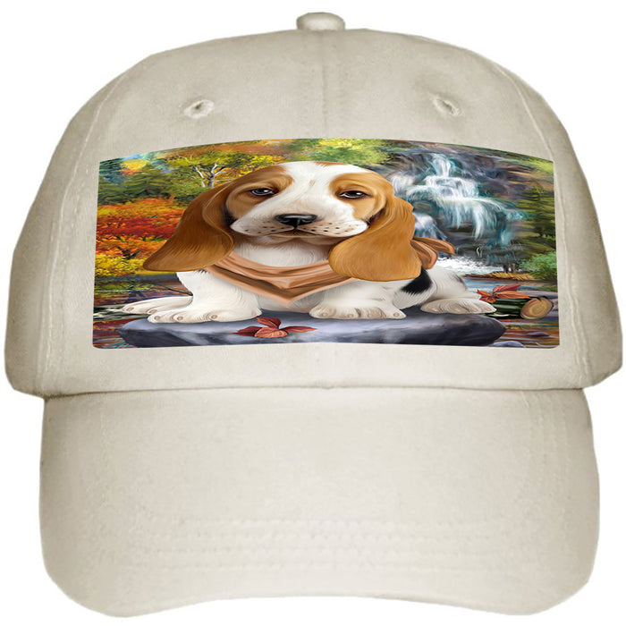 Scenic Waterfall Basset Hound Dog Ball Hat Cap HAT59181