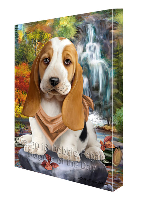 Scenic Waterfall Basset Hound Dog Canvas Print Wall Art Décor CVS83609