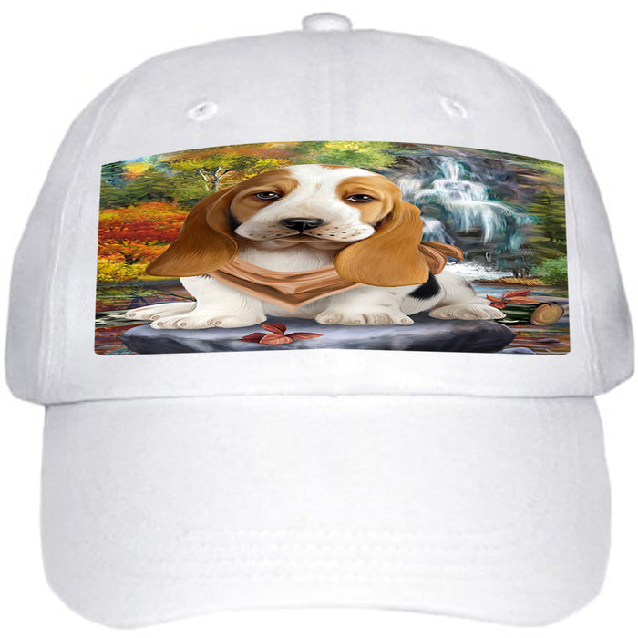 Scenic Waterfall Basset Hound Dog Ball Hat Cap HAT59181