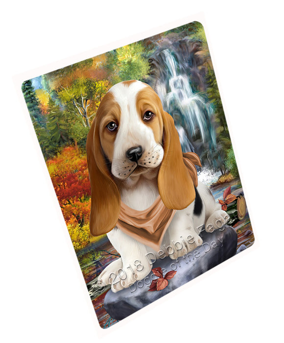 Scenic Waterfall Basset Hound Dog Large Refrigerator / Dishwasher Magnet RMAG71394