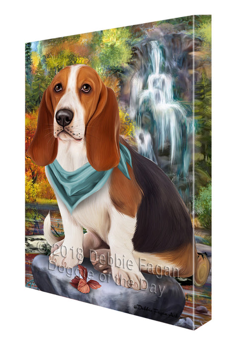 Scenic Waterfall Basset Hound Dog Canvas Print Wall Art Décor CVS83618
