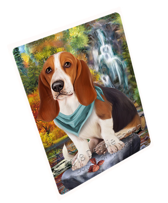 Scenic Waterfall Basset Hound Dog Large Refrigerator / Dishwasher Magnet RMAG71400