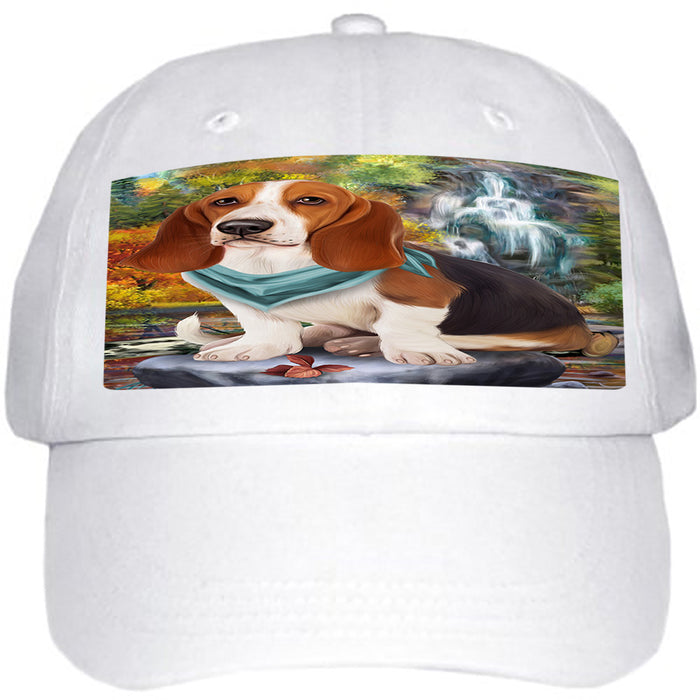 Scenic Waterfall Basset Hound Dog Ball Hat Cap HAT59184