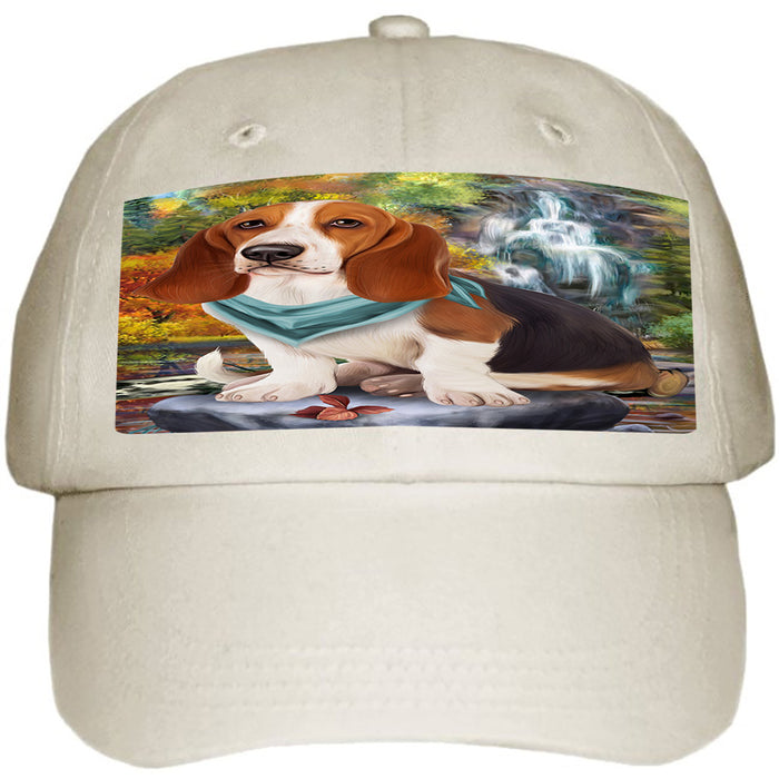 Scenic Waterfall Basset Hound Dog Ball Hat Cap HAT59184