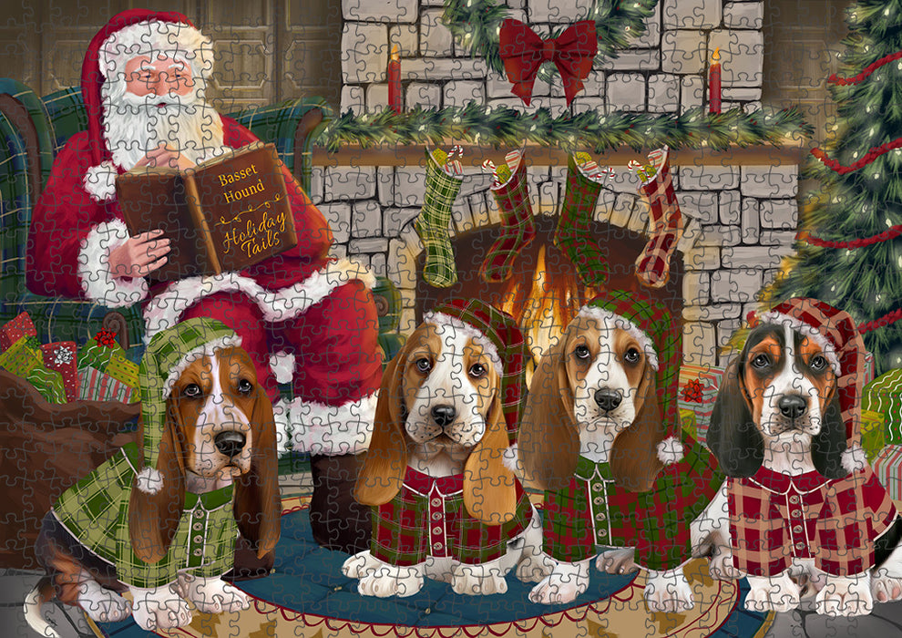Christmas Cozy Holiday Tails Basset Hounds Dog Puzzle with Photo Tin PUZL88584