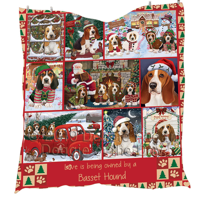 Love is Being Owned Christmas Basset Hound Dogs Quilt