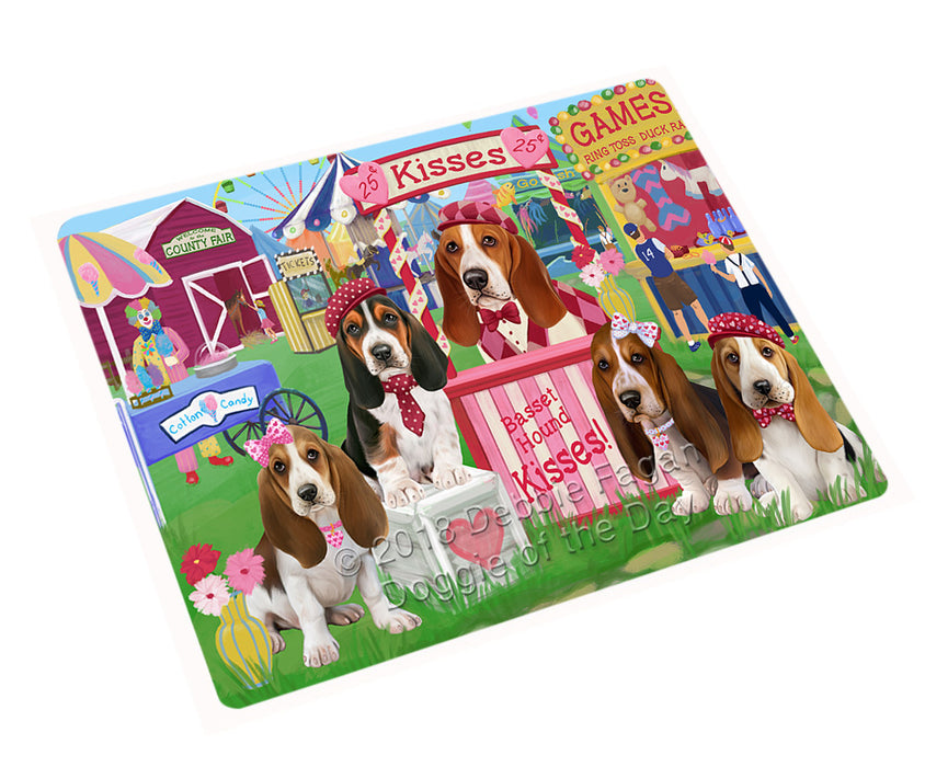 Carnival Kissing Booth Basset Hounds Dog Cutting Board C72474