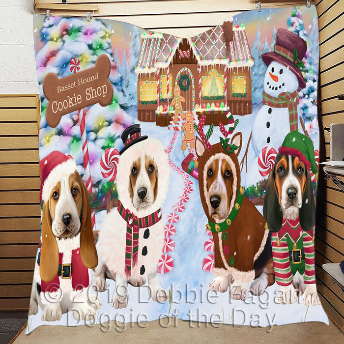 Holiday Gingerbread Cookie Basset Hound Dogs Quilt