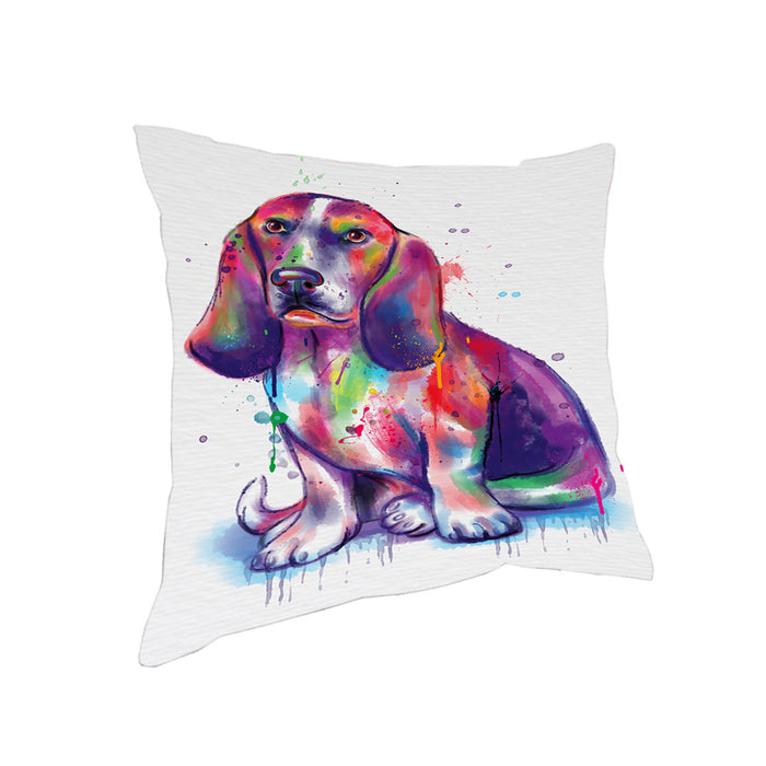 Watercolor Basset Hound Dog Pillow PIL83184