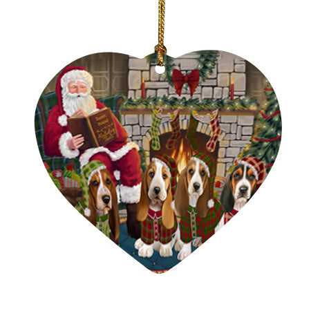Christmas Cozy Holiday Tails Basset Hounds Dog Heart Christmas Ornament HPOR55451