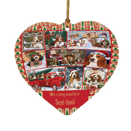 Love is Being Owned Christmas Basset Hound Dogs Heart Christmas Ornament HPOR57822