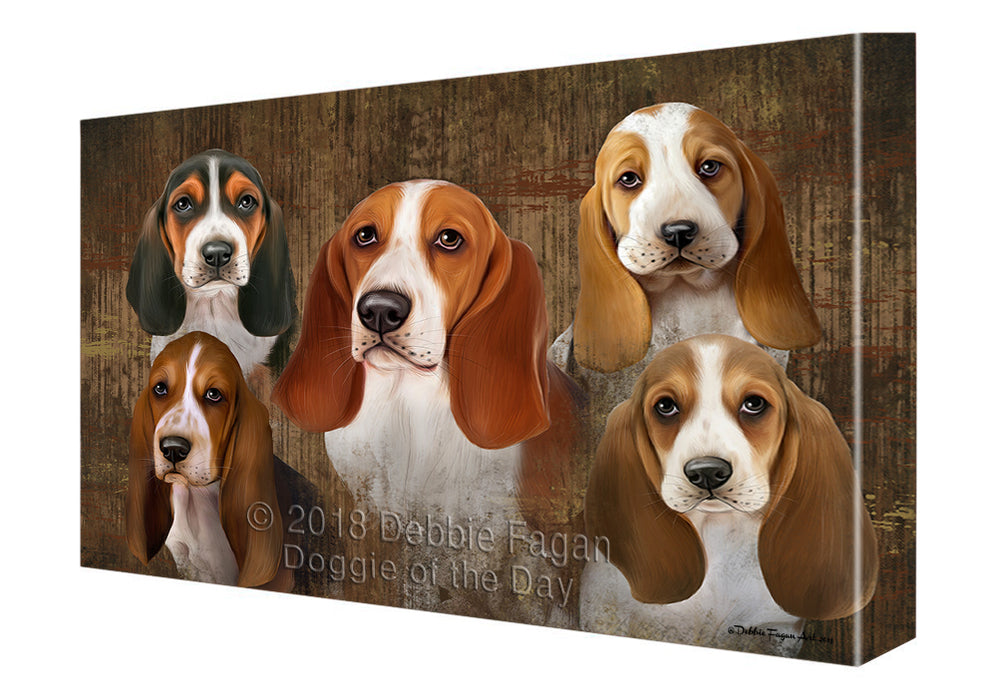 Rustic 5 Basset Hounds Dog Canvas Wall Art CVS61491