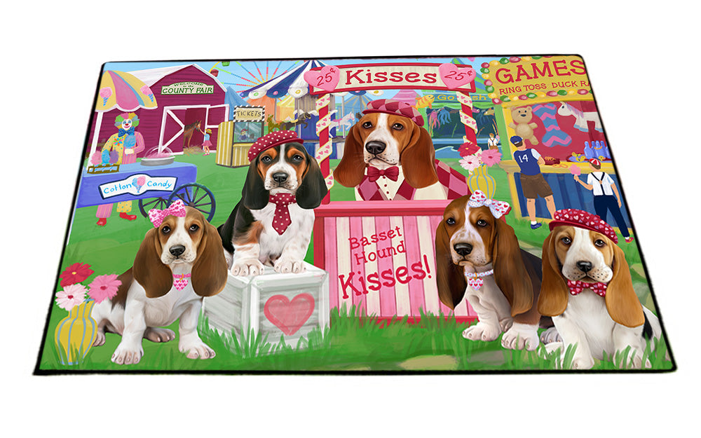 Carnival Kissing Booth Basset Hounds Dog Floormat FLMS52878