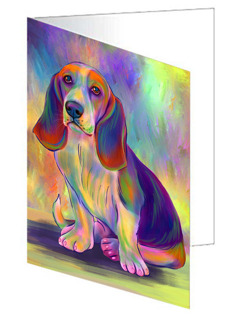 Paradise Wave Basset Hound Dog Handmade Artwork Assorted Pets Greeting Cards and Note Cards with Envelopes for All Occasions and Holiday Seasons GCD74588