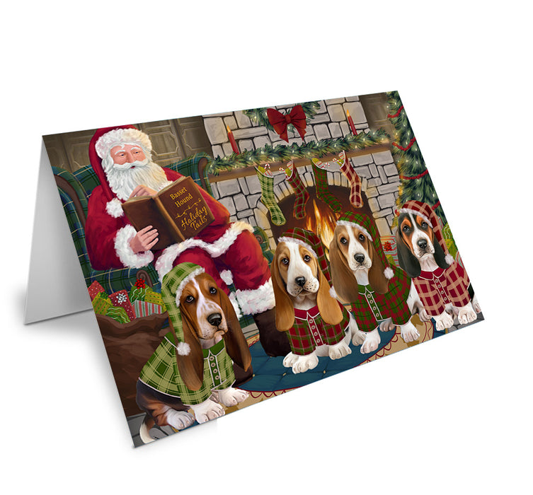 Christmas Cozy Holiday Tails Basset Hounds Dog Handmade Artwork Assorted Pets Greeting Cards and Note Cards with Envelopes for All Occasions and Holiday Seasons GCD69800