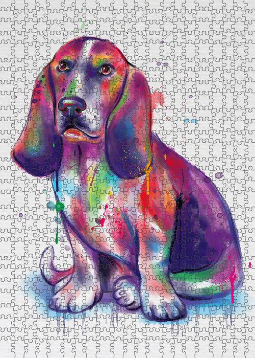 Watercolor Basset Hound Dog Puzzle with Photo Tin PUZL97092