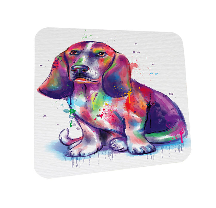 Watercolor Basset Hound Dog Coasters Set of 4 CST57029