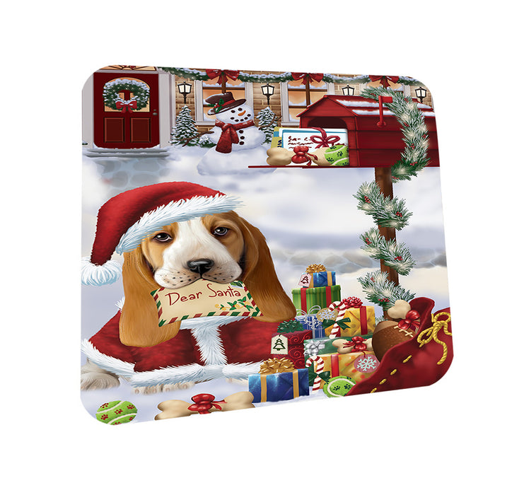 Basset Hound Dog Dear Santa Letter Christmas Holiday Mailbox Coasters Set of 4 CST53829