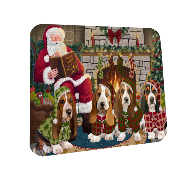 Christmas Cozy Holiday Tails Basset Hounds Dog Coasters Set of 4 CST55053
