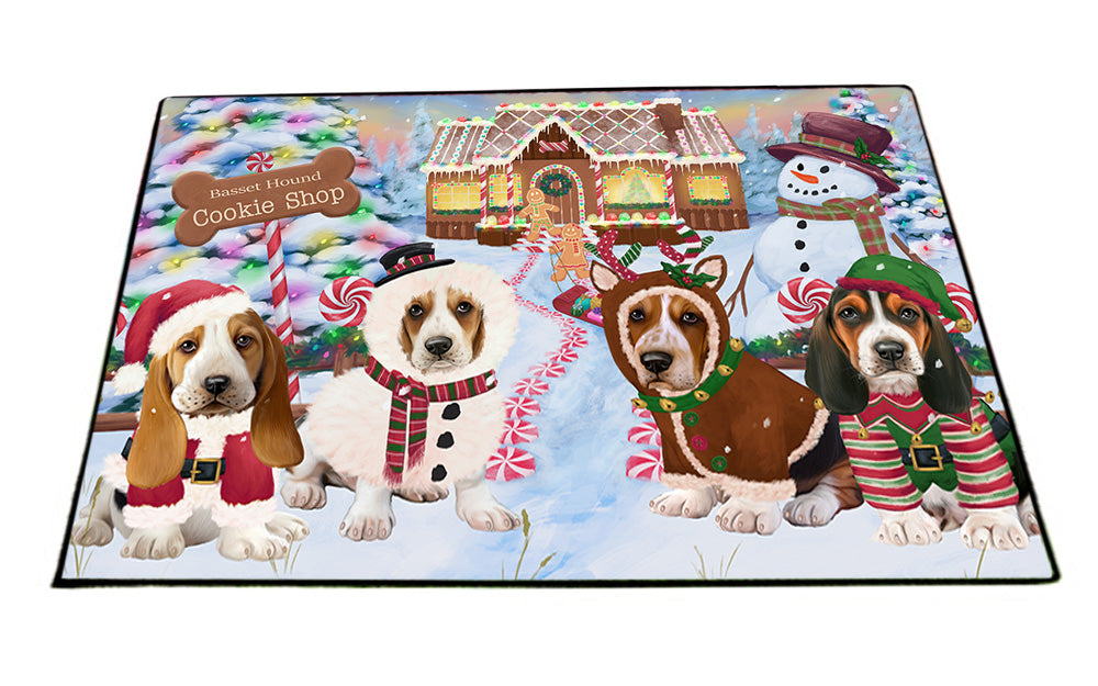 Holiday Gingerbread Cookie Shop Basset Hounds Dog Floormat FLMS53127