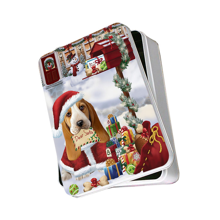 Basset Hound Dog Dear Santa Letter Christmas Holiday Mailbox Photo Storage Tin PITN53814
