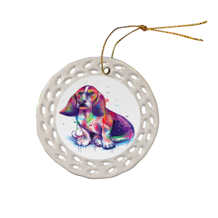 Watercolor Basset Hound Dog Ceramic Doily Ornament DPOR57366