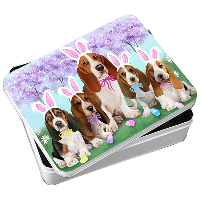 Basset Hounds Dog Easter Holiday Photo Storage Tin PITN49129