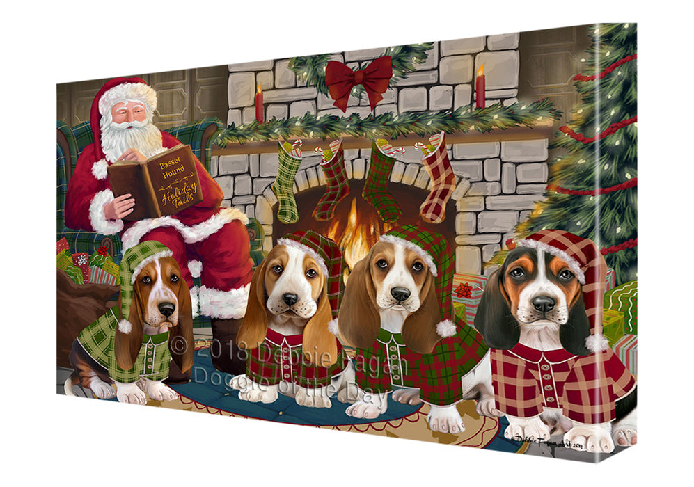 Christmas Cozy Holiday Tails Basset Hounds Dog Canvas Print Wall Art Décor CVS115784