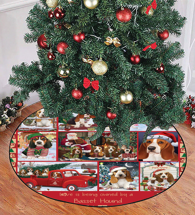 Love is Being Owned Christmas Basset Hound Dogs Tree Skirt