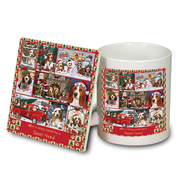 Love is Being Owned Christmas Basset Hound Dogs Mug and Coaster Set MUC57187