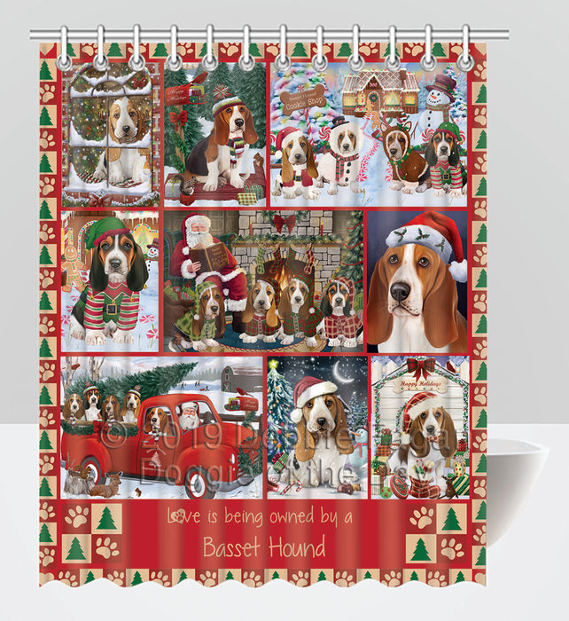 Love is Being Owned Christmas Basset Hound Dogs Shower Curtain