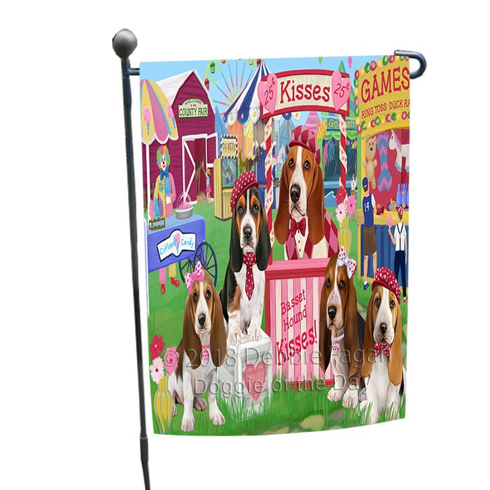 Carnival Kissing Booth Basset Hounds Dog Garden Flag GFLG56327