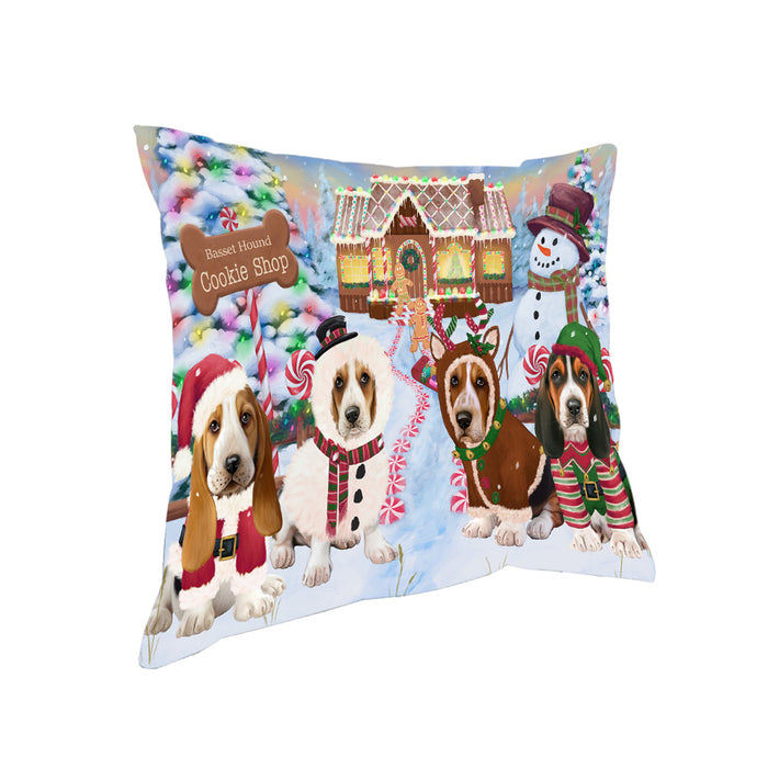Holiday Gingerbread Cookie Shop Basset Hounds Dog Pillow PIL78696