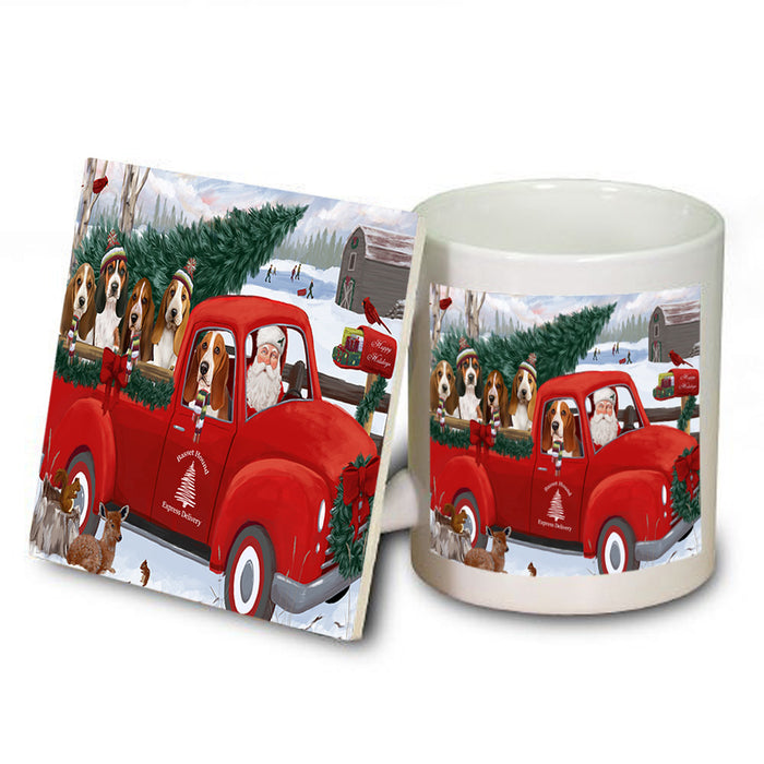 Christmas Santa Express Delivery Basset Hounds Dog Family Mug and Coaster Set MUC54998