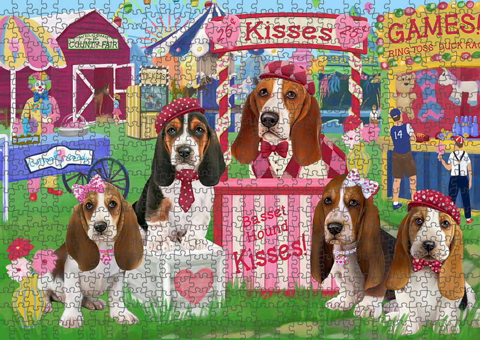 Carnival Kissing Booth Basset Hounds Dog Puzzle with Photo Tin PUZL91320