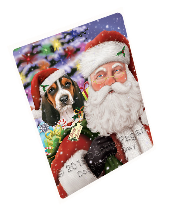 Santa Carrying Basset Hound Dog and Christmas Presents Large Refrigerator / Dishwasher Magnet RMAG84642