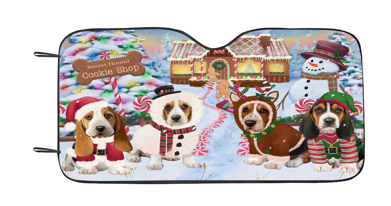 Holiday Gingerbread Cookie Basset Hound Dogs Car Sun Shade